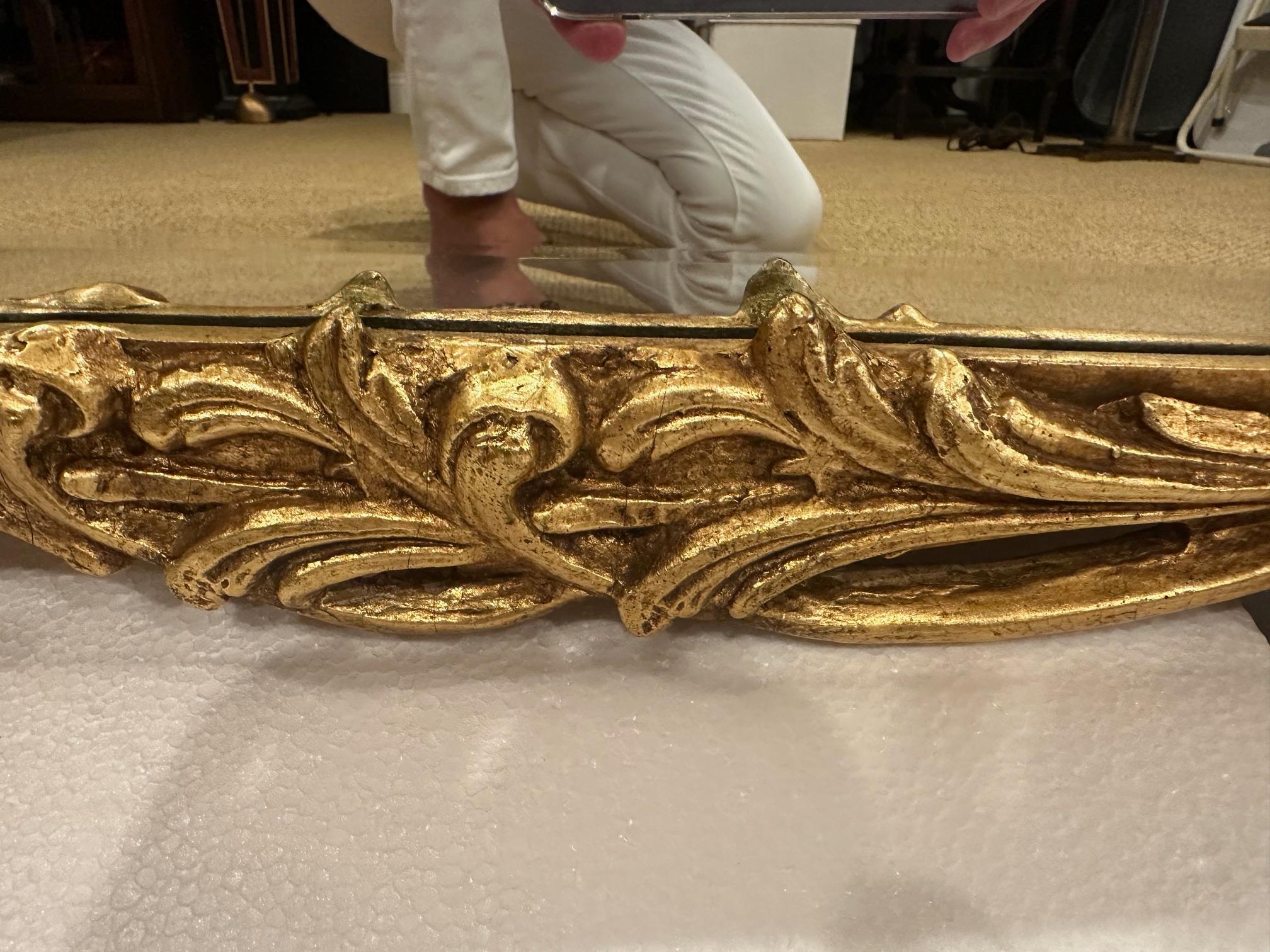 Hollywood Regency Glamorous Large Pagoda Style Gilded Mirror