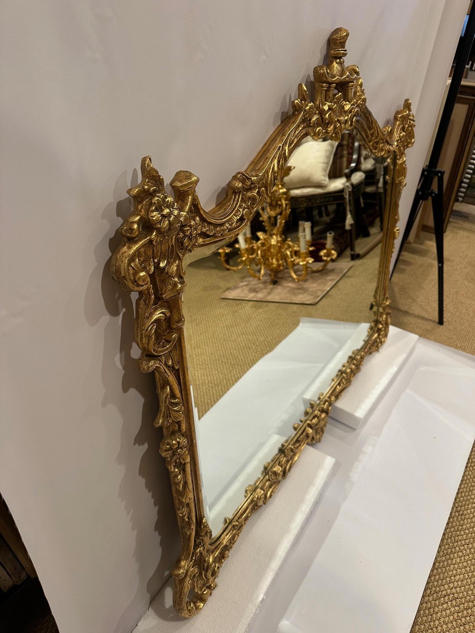 Contemporary Glamorous Large Pagoda Style Gilded Mirror