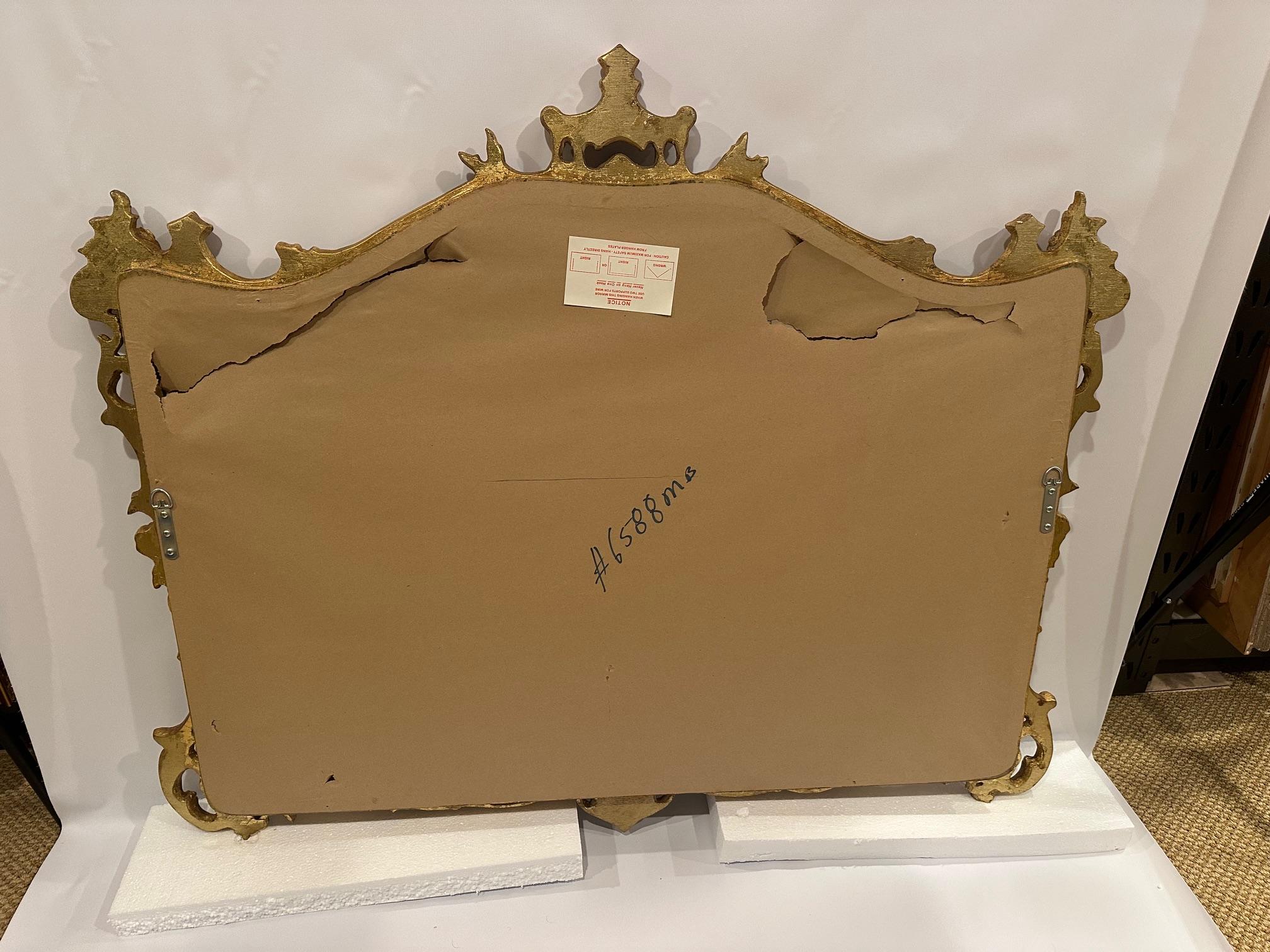 Gesso Glamorous Large Pagoda Style Gilded Mirror