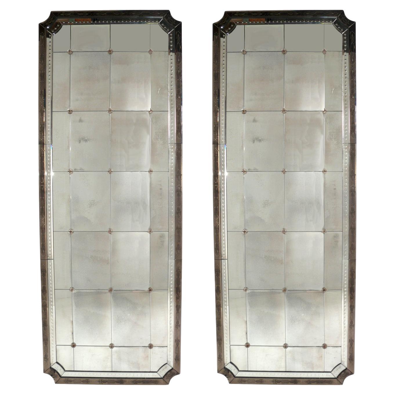 Glamorous Large-scale Venetian Mirrors 80" x 30" For Sale