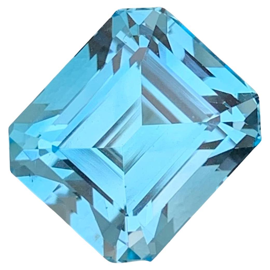 Glamorous Loose 13.10 Carat Sky Blue Topaz Asscher Cut Gem For Necklace Jewelry  For Sale