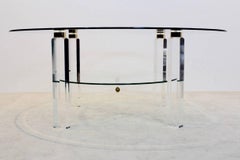 Glamorous Lucite, Brass and Glass Coffee Table, Belgium, 1970s
