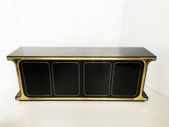 Glamorous Mastercraft Black Lacquer and Brass Credenza