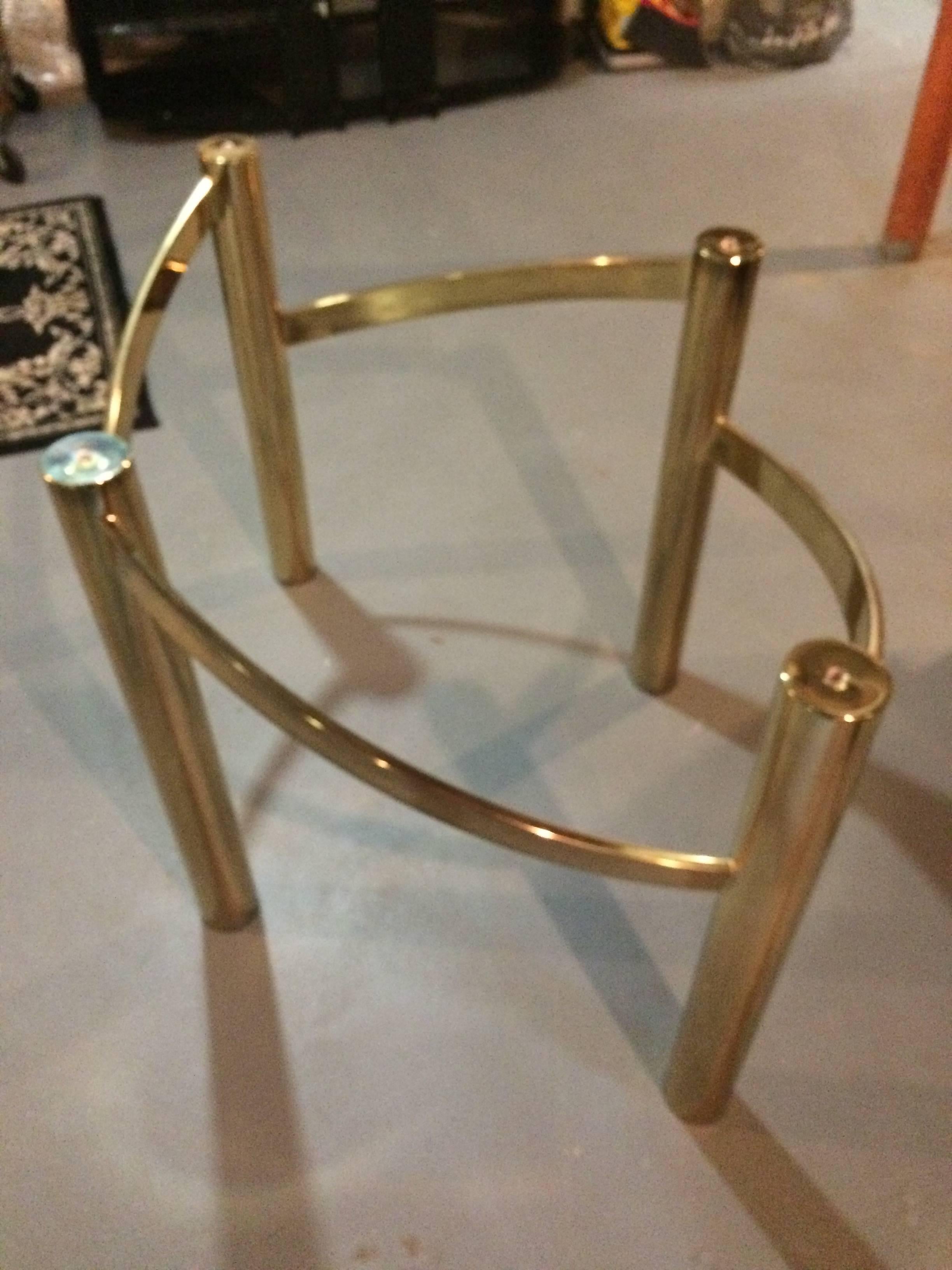 Late 20th Century Glamorous Mid-Century Modern Brass Dining Table Base with Large Oval Glass Top