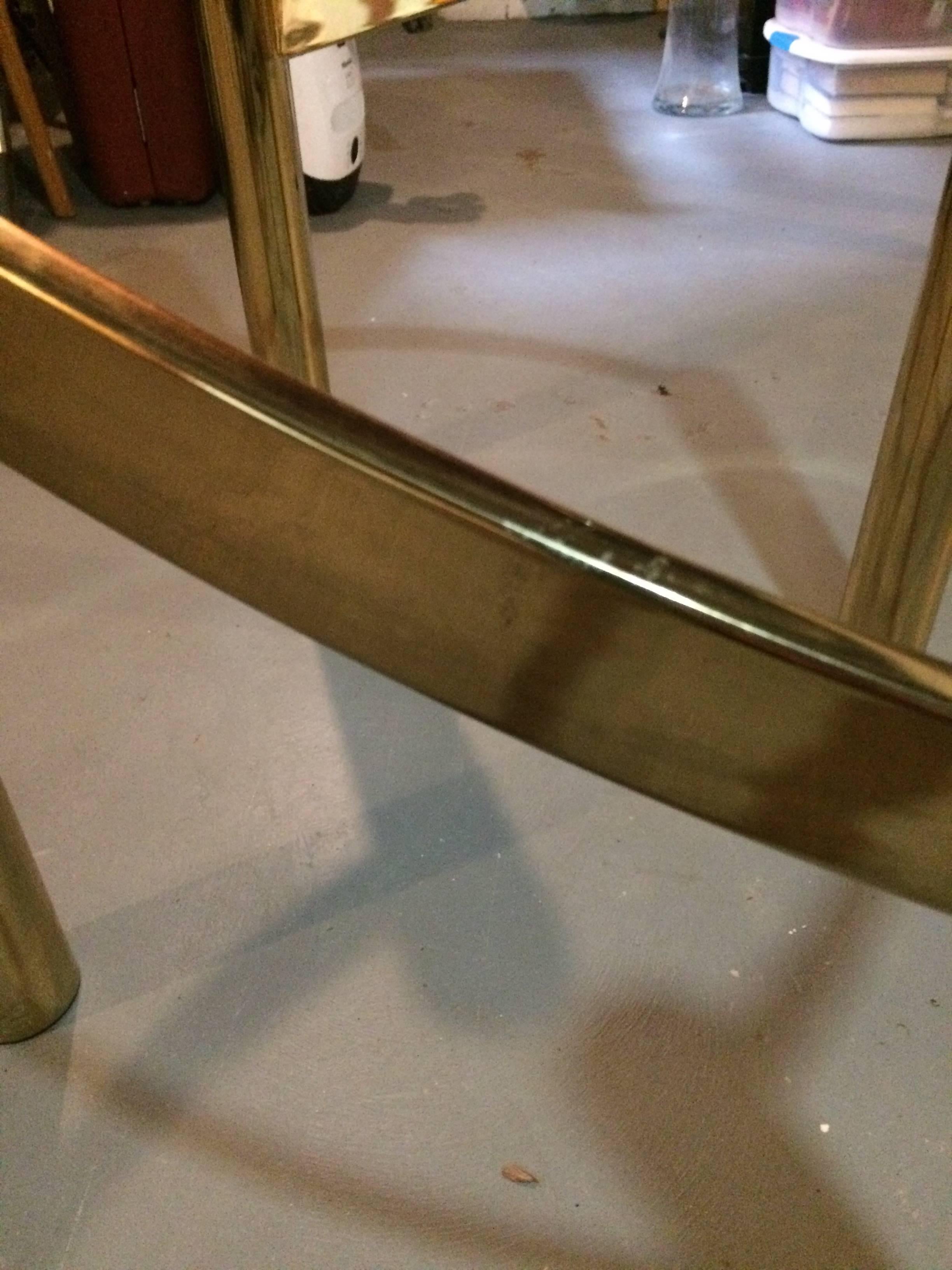 Glamorous Mid-Century Modern Brass Dining Table Base with Large Oval Glass Top 1