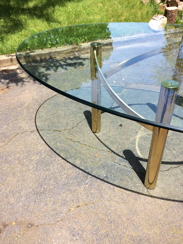 Glamorous Mid-Century Modern Brass Dining Table Base with Large Oval