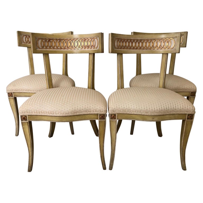 Glamorous Midcentury Set of 4 Klismos Dining Chairs at 1stDibs