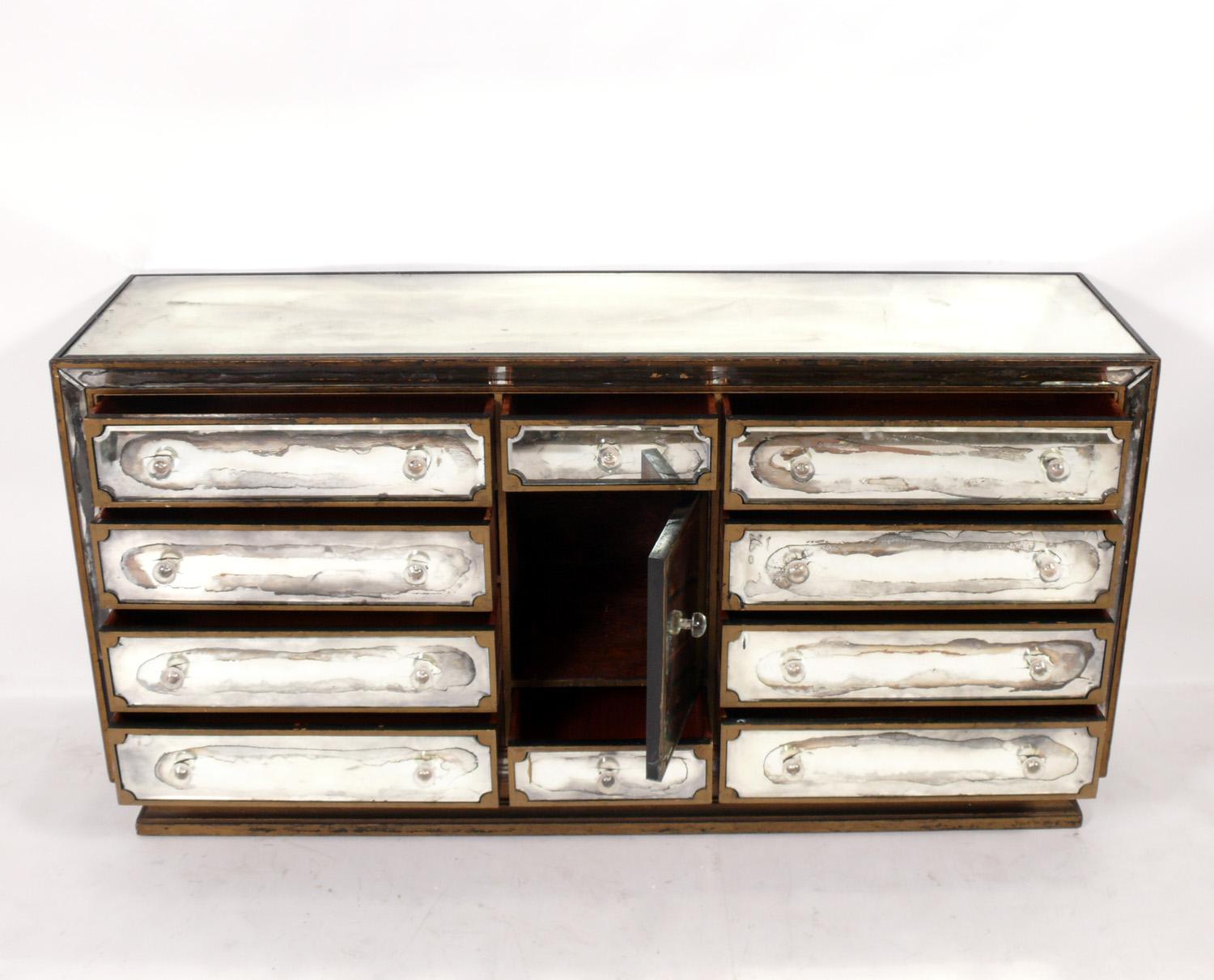 Hollywood Regency Glamorous Mirrored Chest circa 1940s