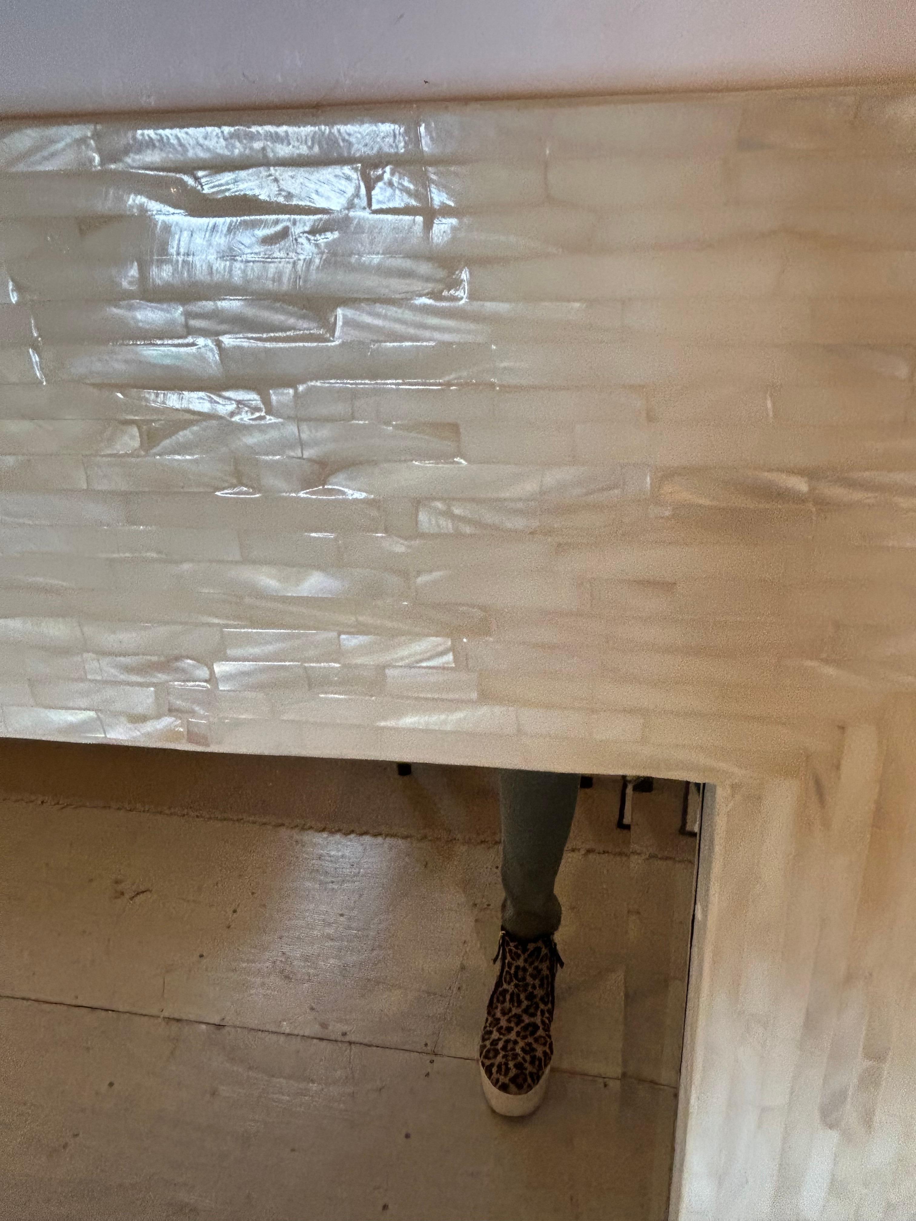 Glamorous Mother of Pearl Mosaic Rectangular Mirror For Sale 2