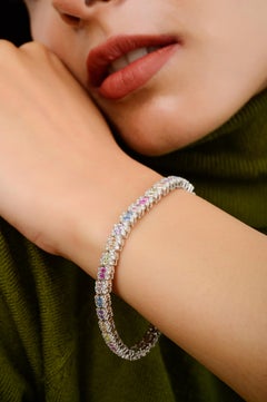 Glamouröses Multicolor Zirkonia Tennisarmband aus 925er Silber als Geschenk zum Schulabschluss