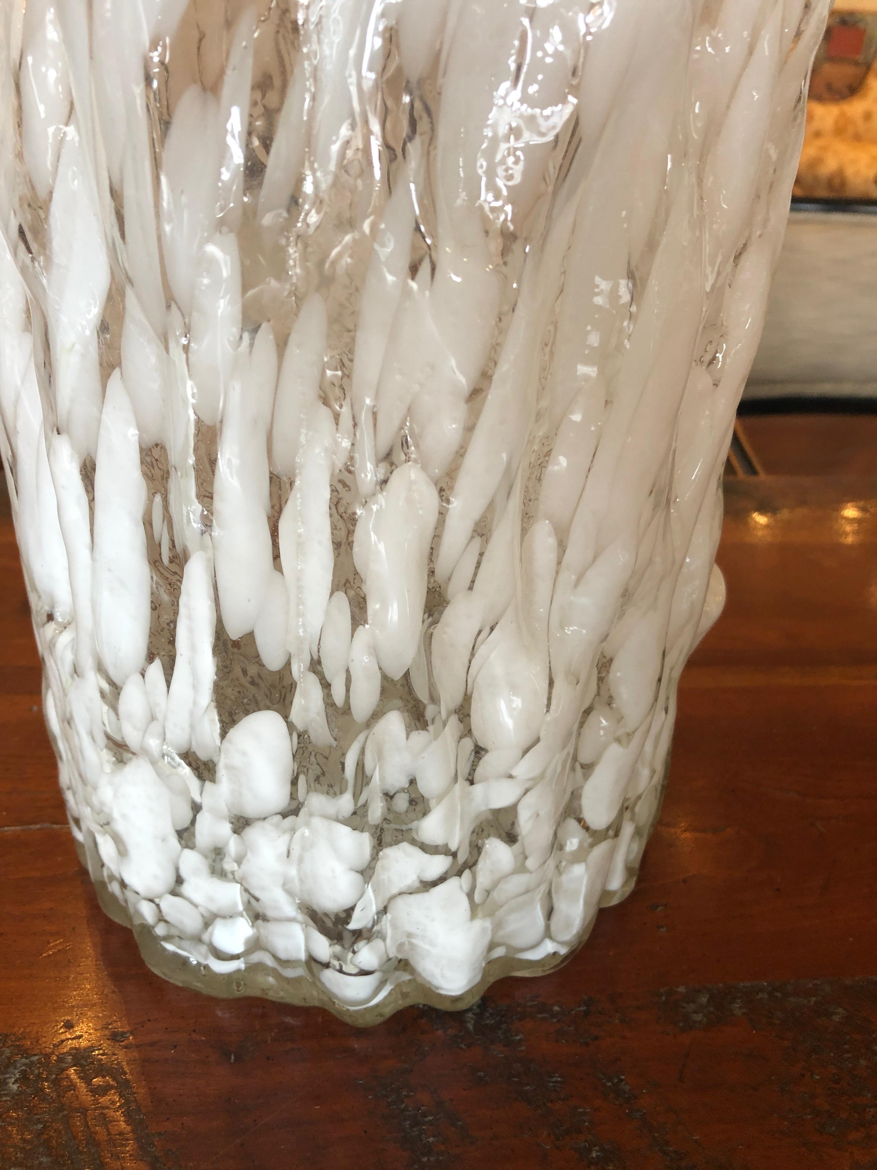 Art Glass Glamorous Murano Faux Bois Style Very Large Elongated Vase