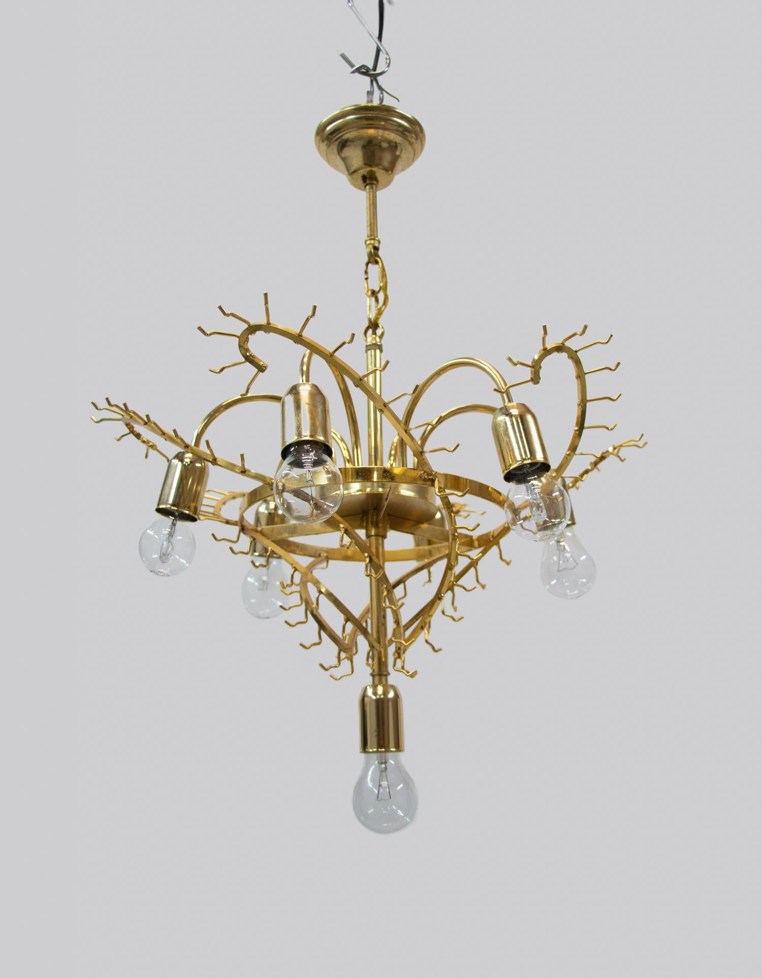 Glamorous Murano Quadriedri Prism & Brass Chandelier Attributed to Venini 6