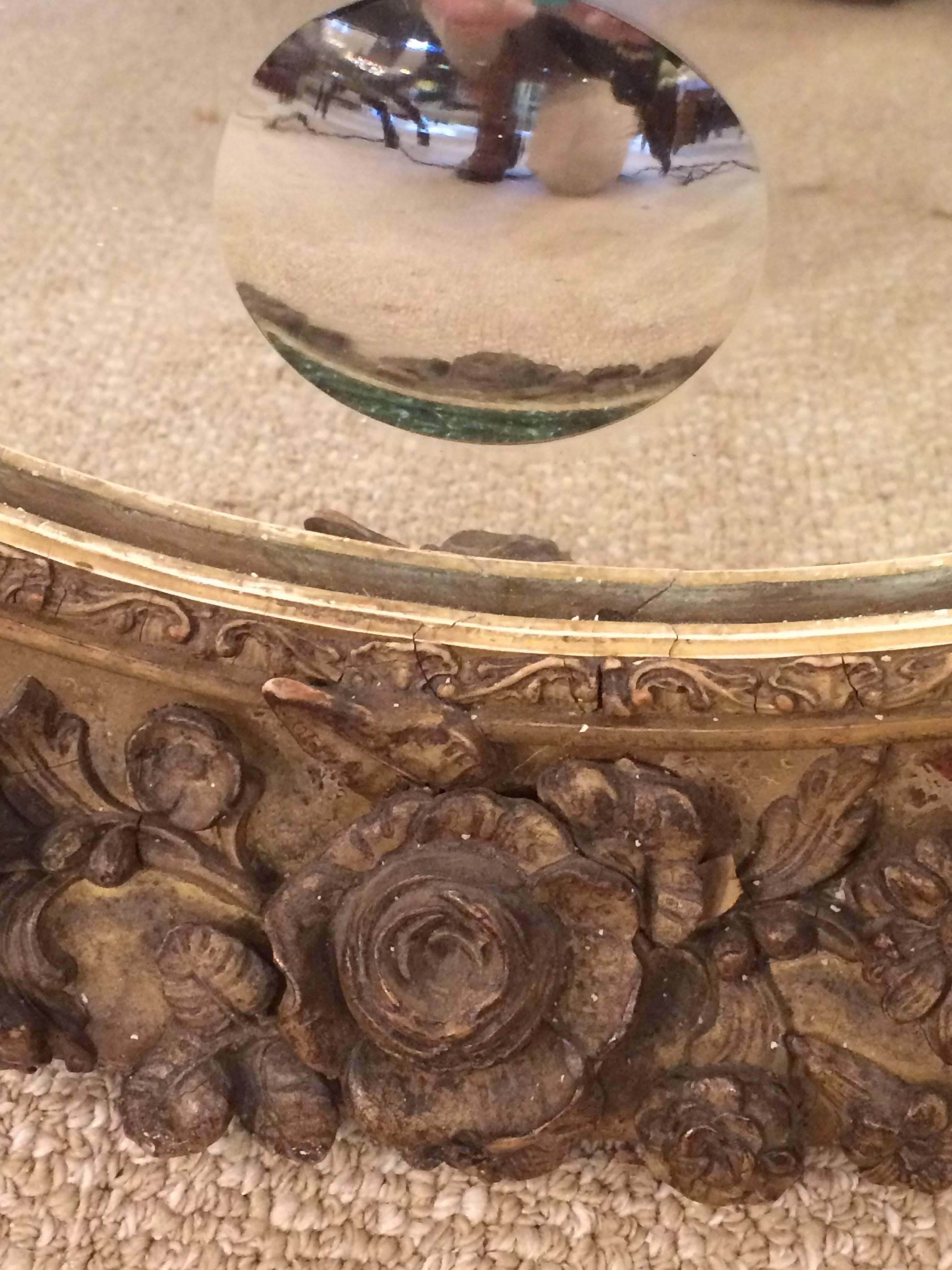 Glamorous Ornate French Giltwood and Bullseye Mirror 1