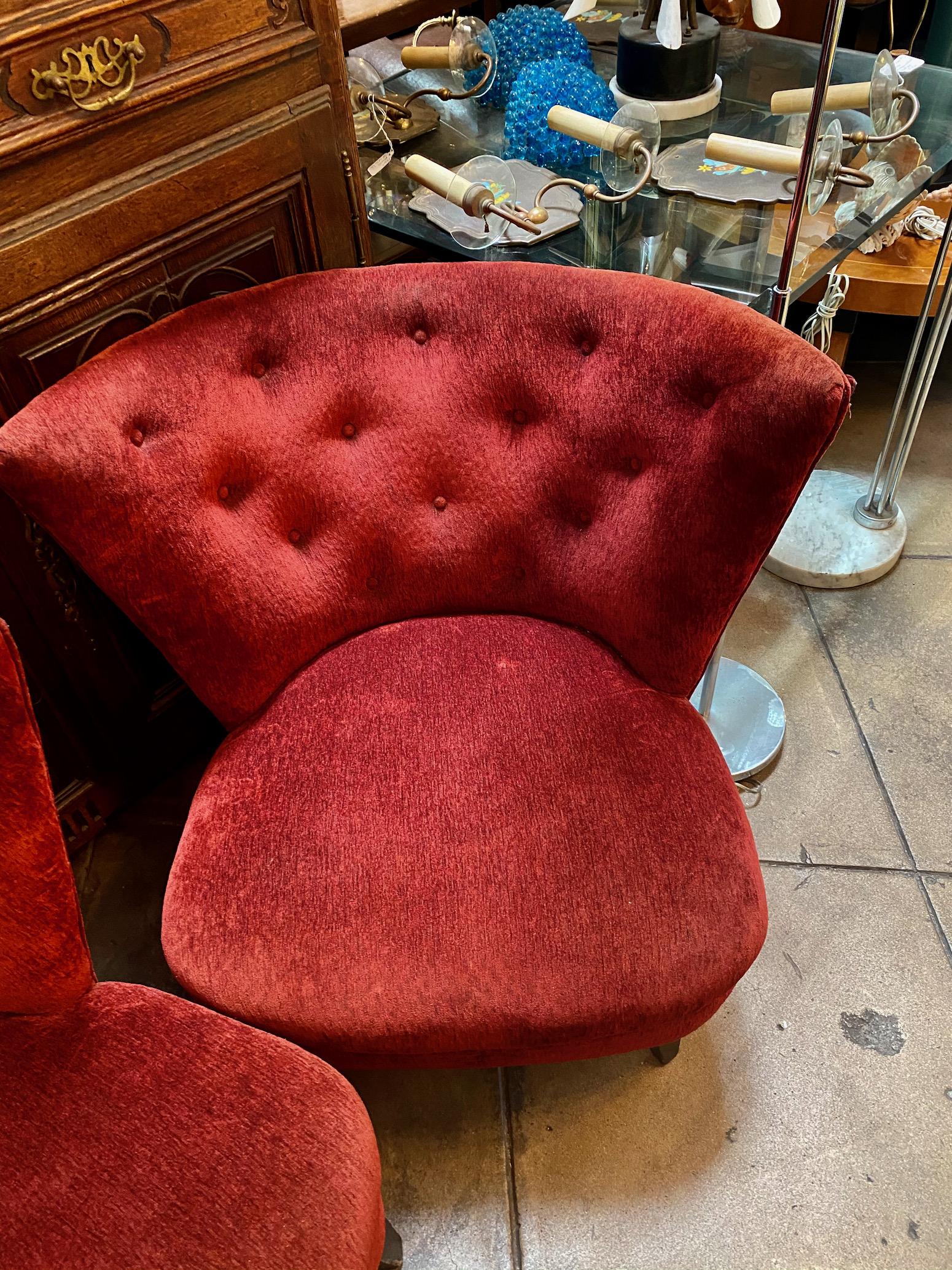 Glamorous Pair of 1940 Lounge Slipper Chairs by Gilbert Rohde In Good Condition In Los Angeles, CA