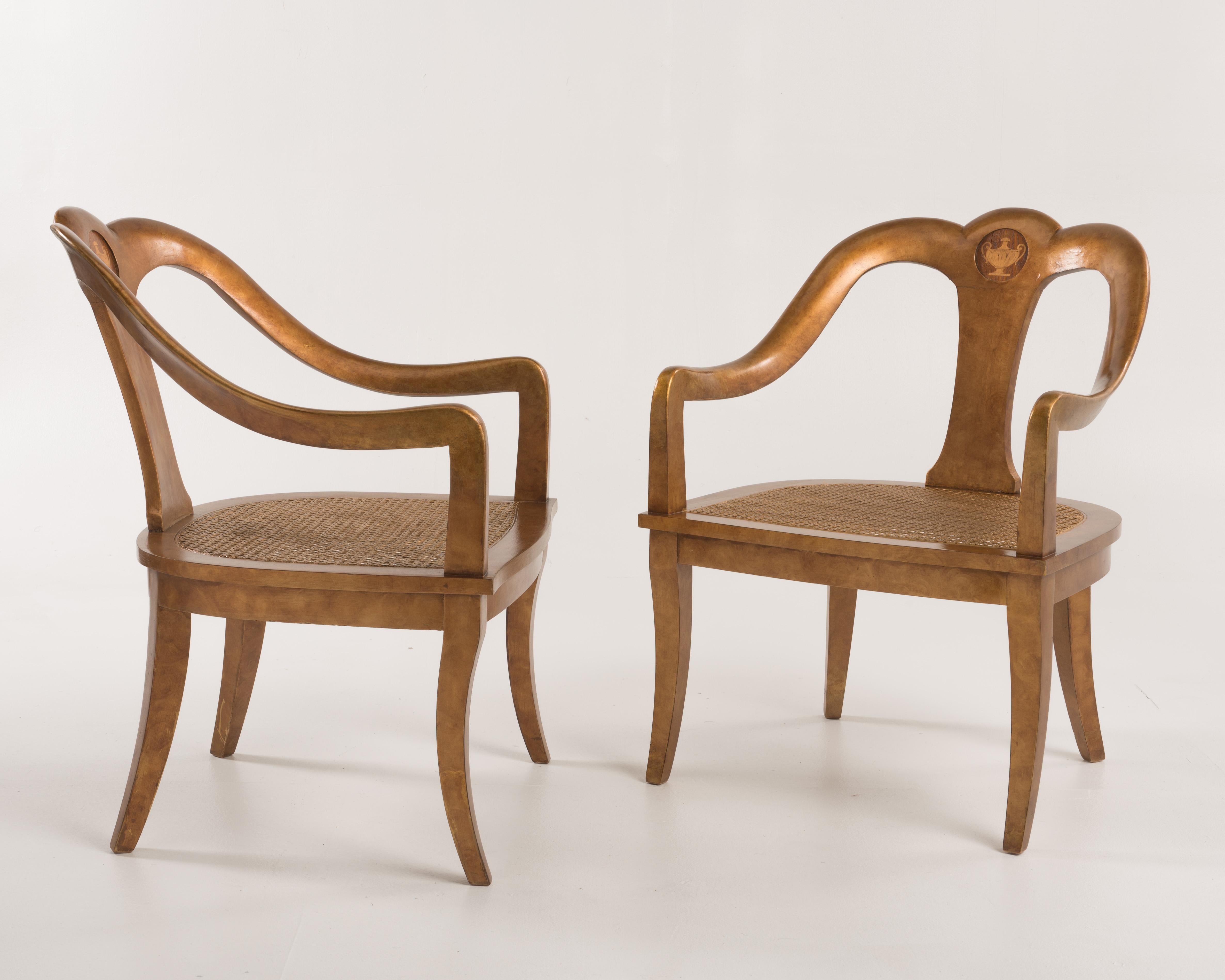 Glamorous Pair of Antique Regency Spoon Back Armchairs 1