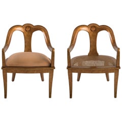 Glamorous Pair of Antique Regency Spoon Back Armchairs