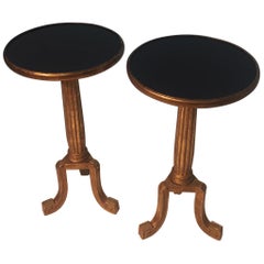 Glamorous Pair of Round Neoclassical Giltwood End Tables