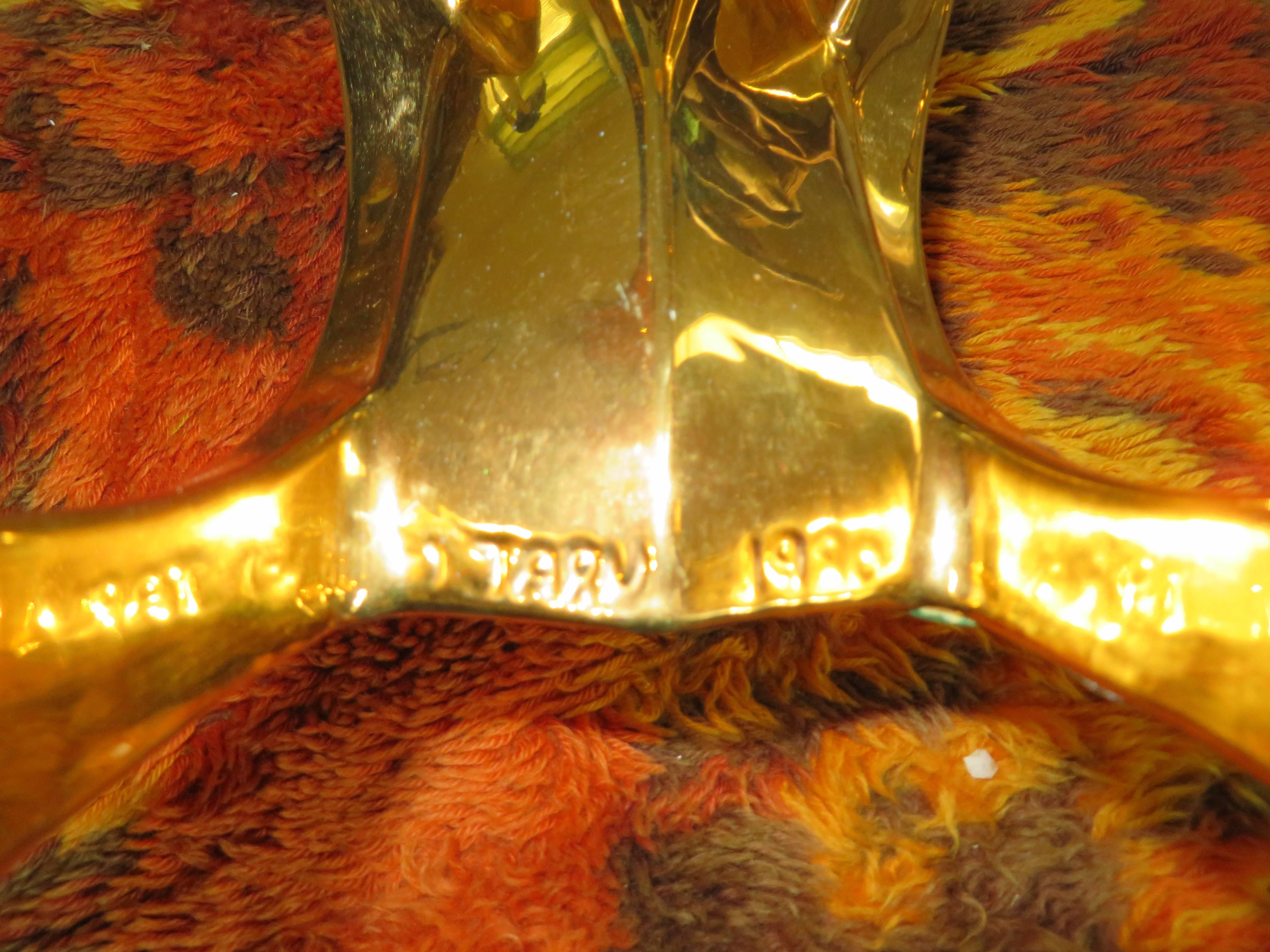 Glamorous Pair of Signed Jaru 18kt Gold Ram Sculptures Mid-Century Modern For Sale 2