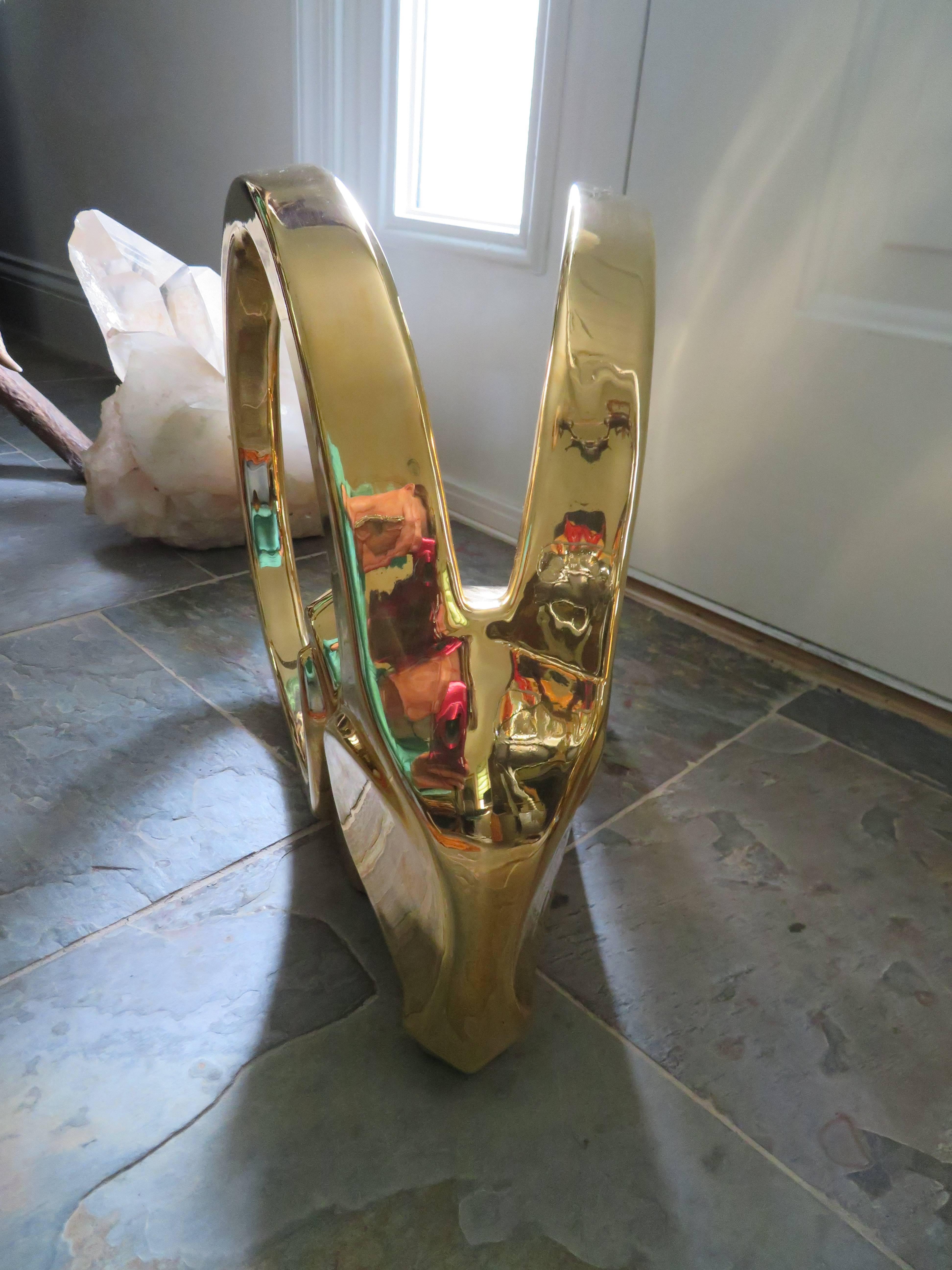 Glamurosa pareja de esculturas de carnero de oro de 18 quilates firmadas por Jaru Modernas de mediados de siglo en venta 1