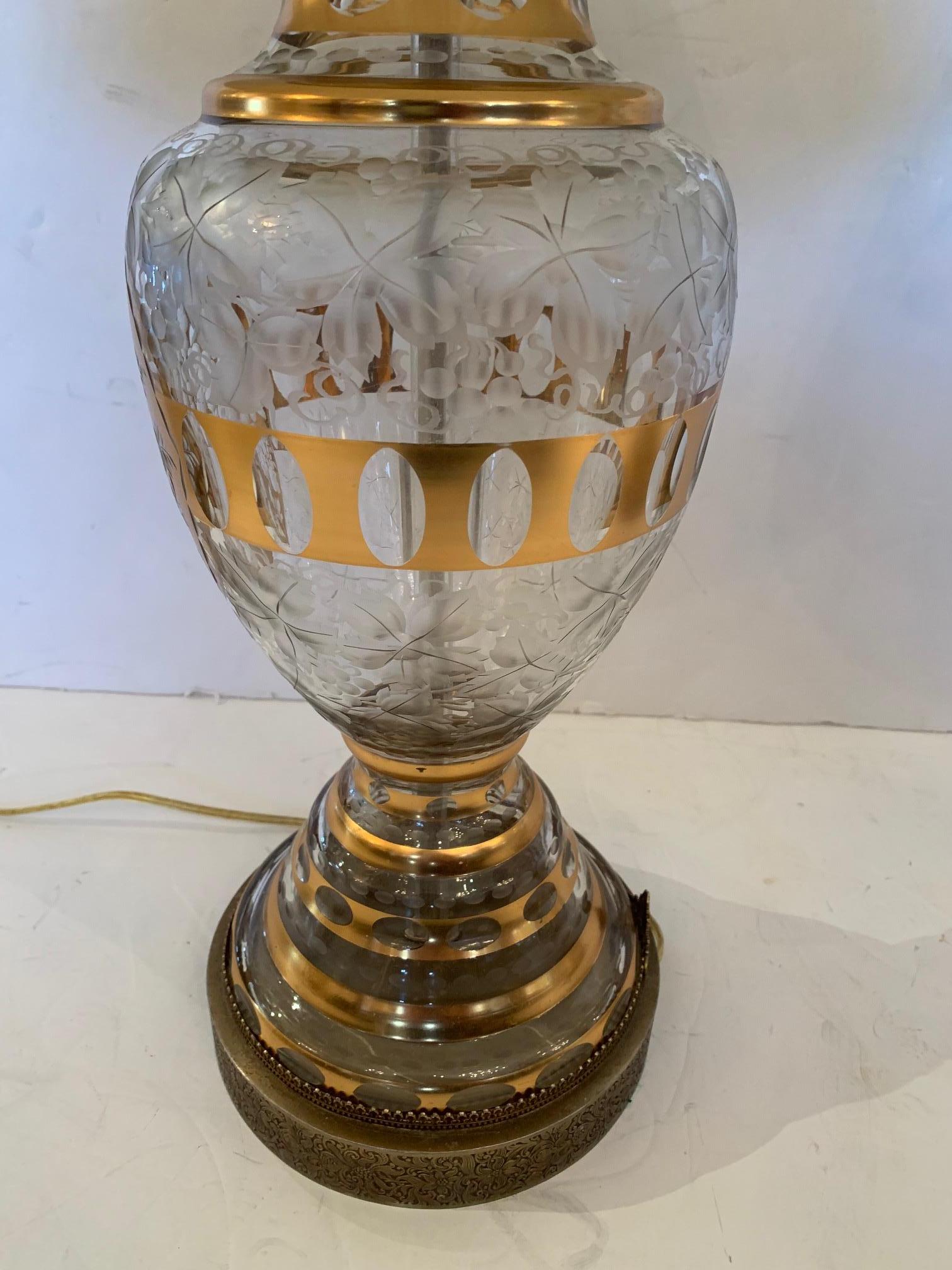 Glamurosa Pareja de Lámparas de Mesa de Cristal Vintage en venta 8