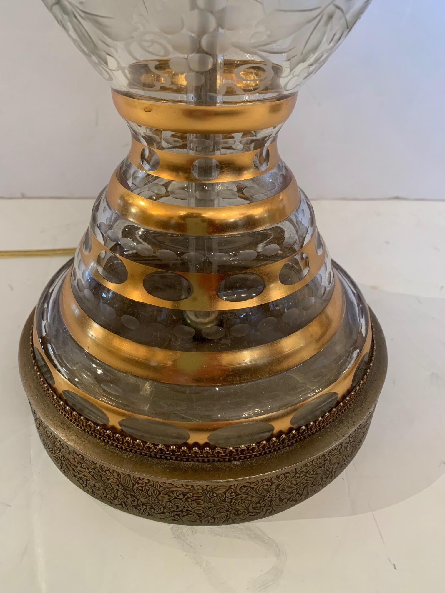 Glamurosa Pareja de Lámparas de Mesa de Cristal Vintage en venta 9