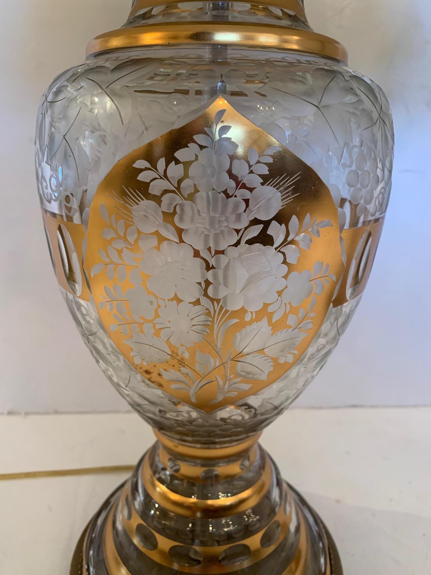 Glamurosa Pareja de Lámparas de Mesa de Cristal Vintage en venta 2
