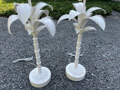 Glamorous Palm Beachy Pair of Mid Century Modern Palm Tree Table Lamps