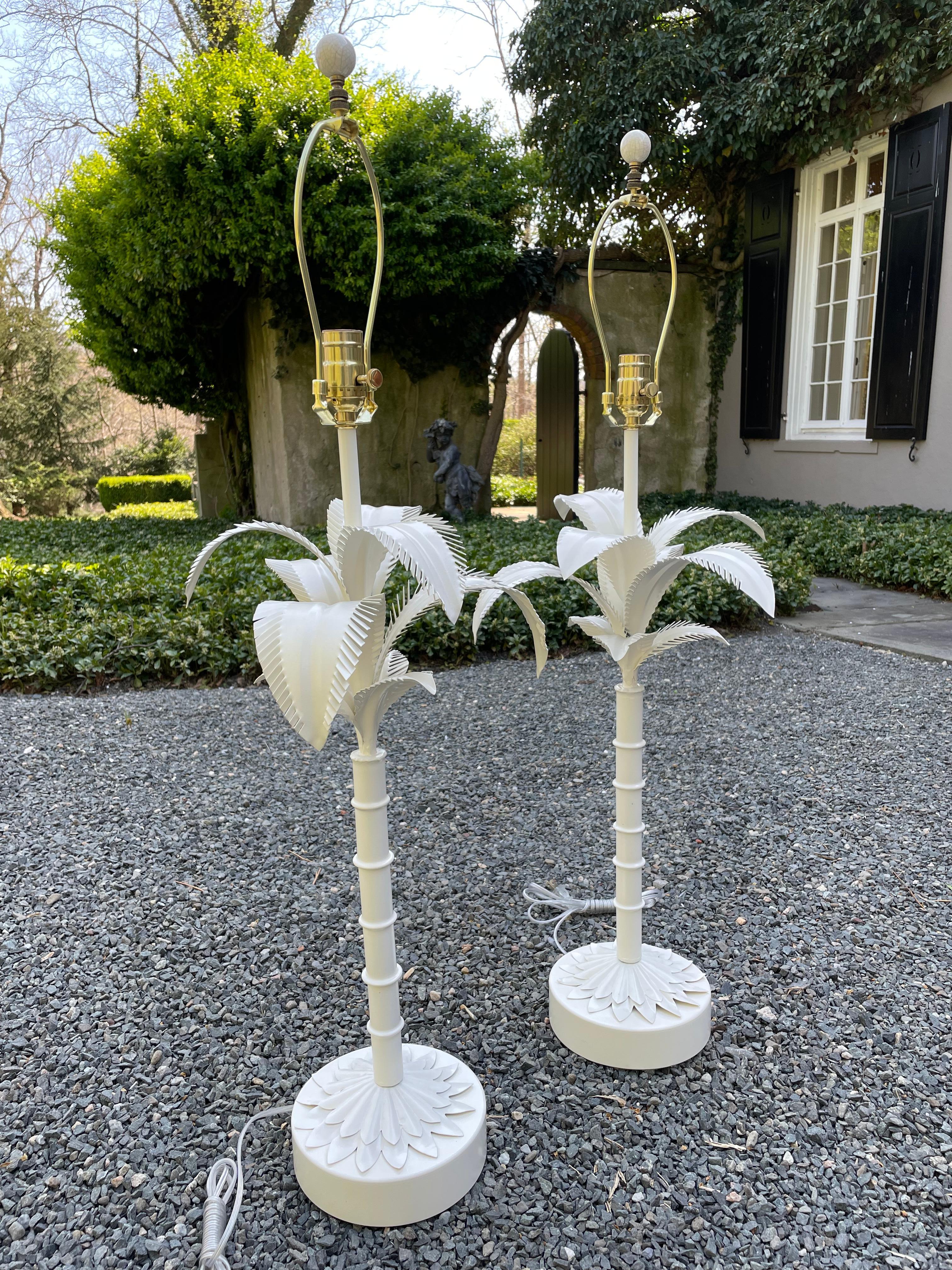 Glamorous Palm Beachy Pair of Mid Century Modern Palm Tree Table Lamps 2