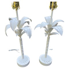 Glamorous Palm Beachy Pair of Mid Century Modern Palm Tree Table Lamps
