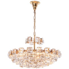 1960 Allemagne Palwa Glamorous Jewel Chandelier Crystal & Gilt-Brass