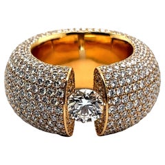 Bague glamour en or jaune 18 carats avec pavé de diamants 