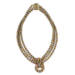 Vintage Glamorous Pave Rondel Knot Necklace