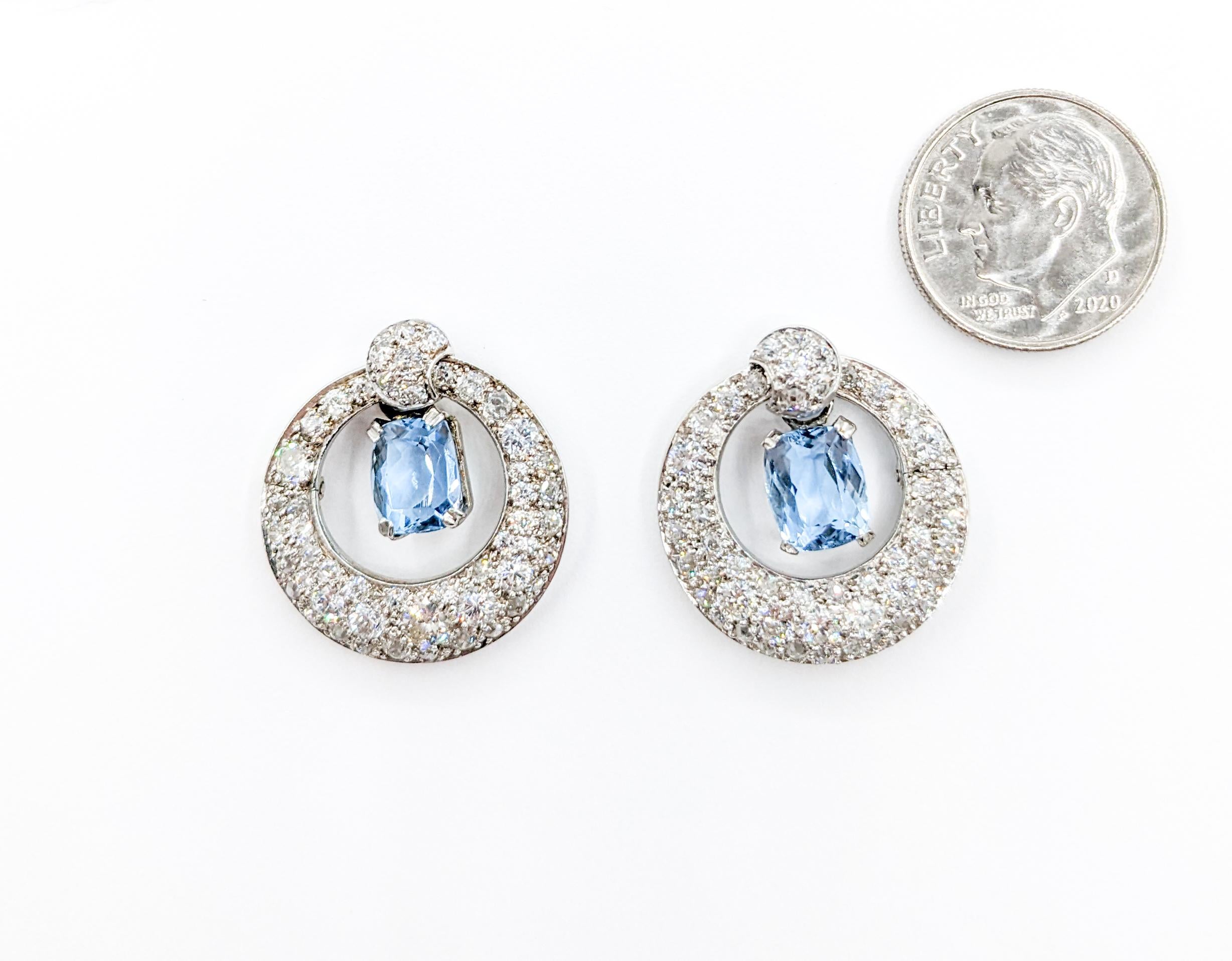 Glamorous Platinum Aquamarine & Pave Diamond Drop Earrings

Elevate your timeless style with these exquisite earrings diamond and aquamarine earrings. Meticulously designed in a fusion of luminous platinum and 14k white gold, they showcase luminous