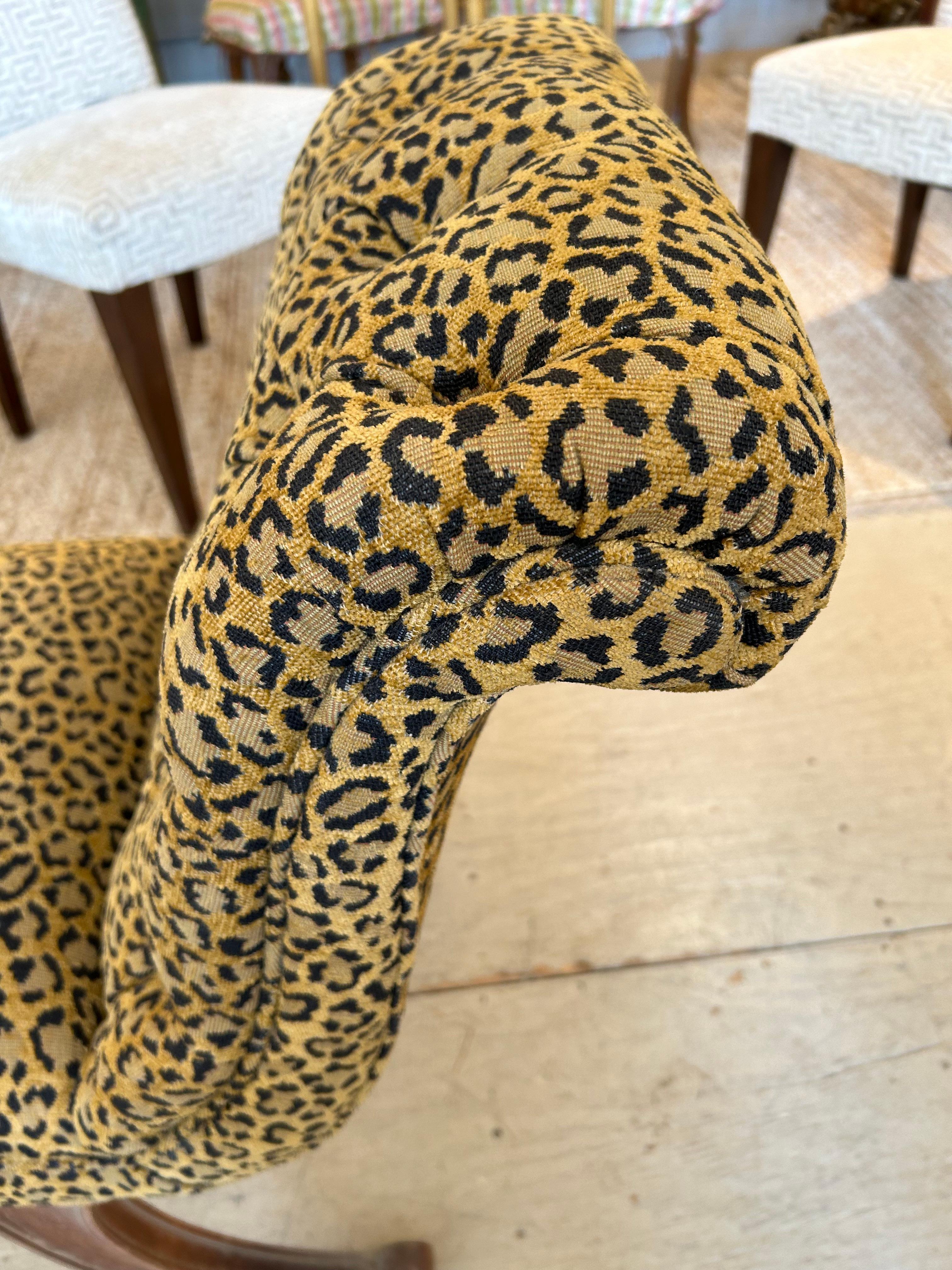 Glamorous Plush Upholstered Animal Print Chenille French Bench In Good Condition For Sale In Hopewell, NJ