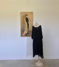 Portrait glamour d'une femme élégante portant un foulard drapé – Peinture originale sur toile