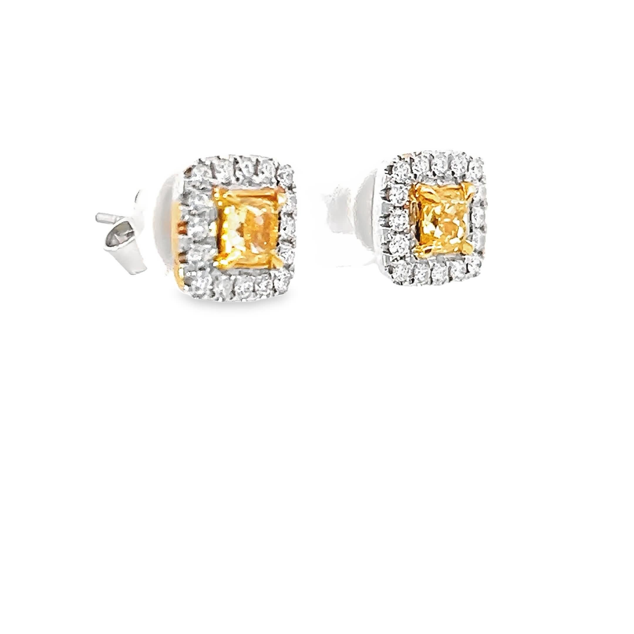 **Glamorous Radiance - Orecchini a cono con diamanti bianchi e gialli in oro 18 carati** In condizioni Nuovo in vendita a Great Neck Plaza, NY