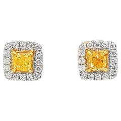 **Glamorous Radiance - Orecchini a cono con diamanti bianchi e gialli in oro 18 carati**