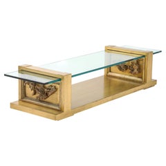 Glamorous Rare JAMES MONT Carved Gilt Leafed Coffee Table