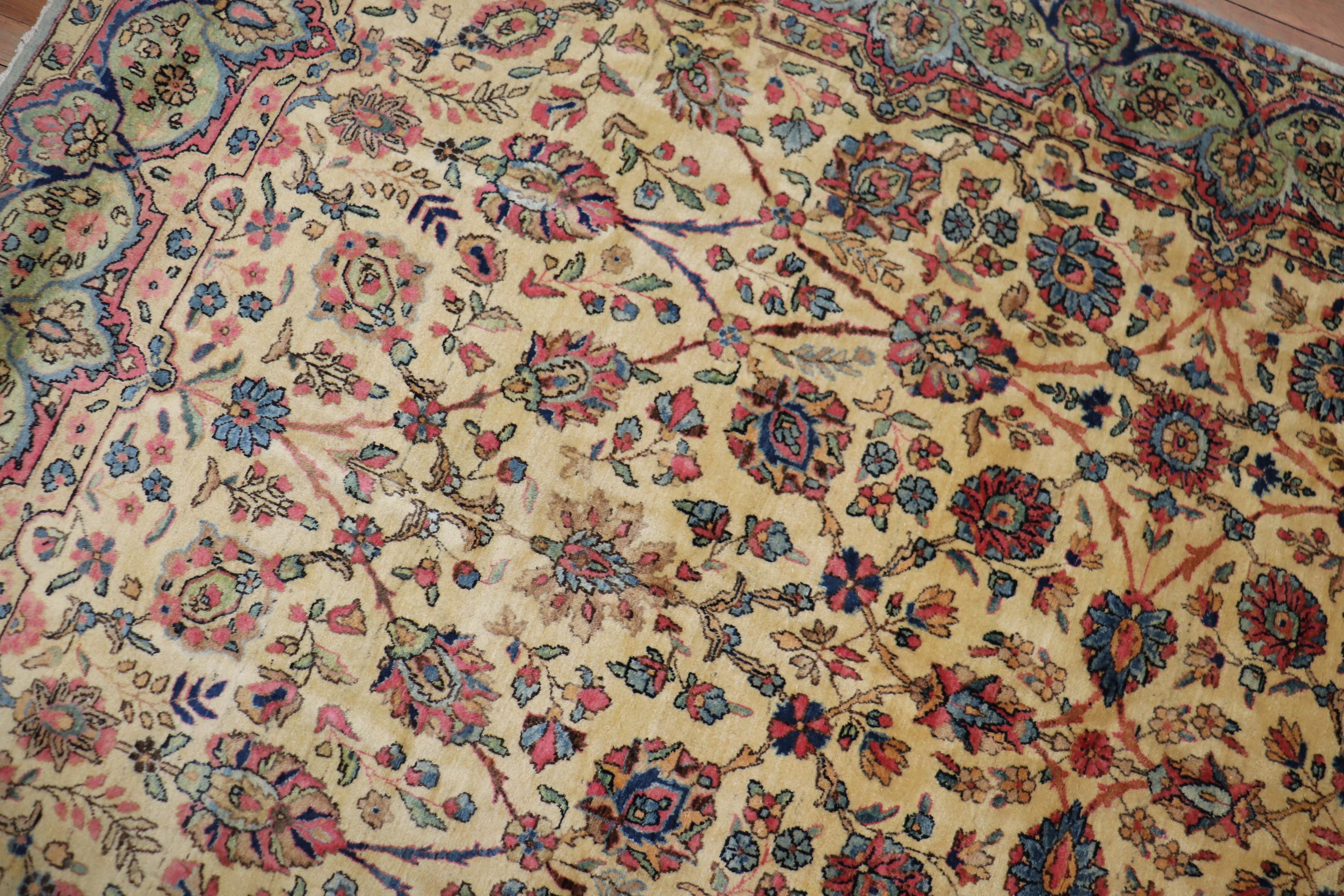 Glamorous Royal Persian Kerman Floral Rug For Sale 3