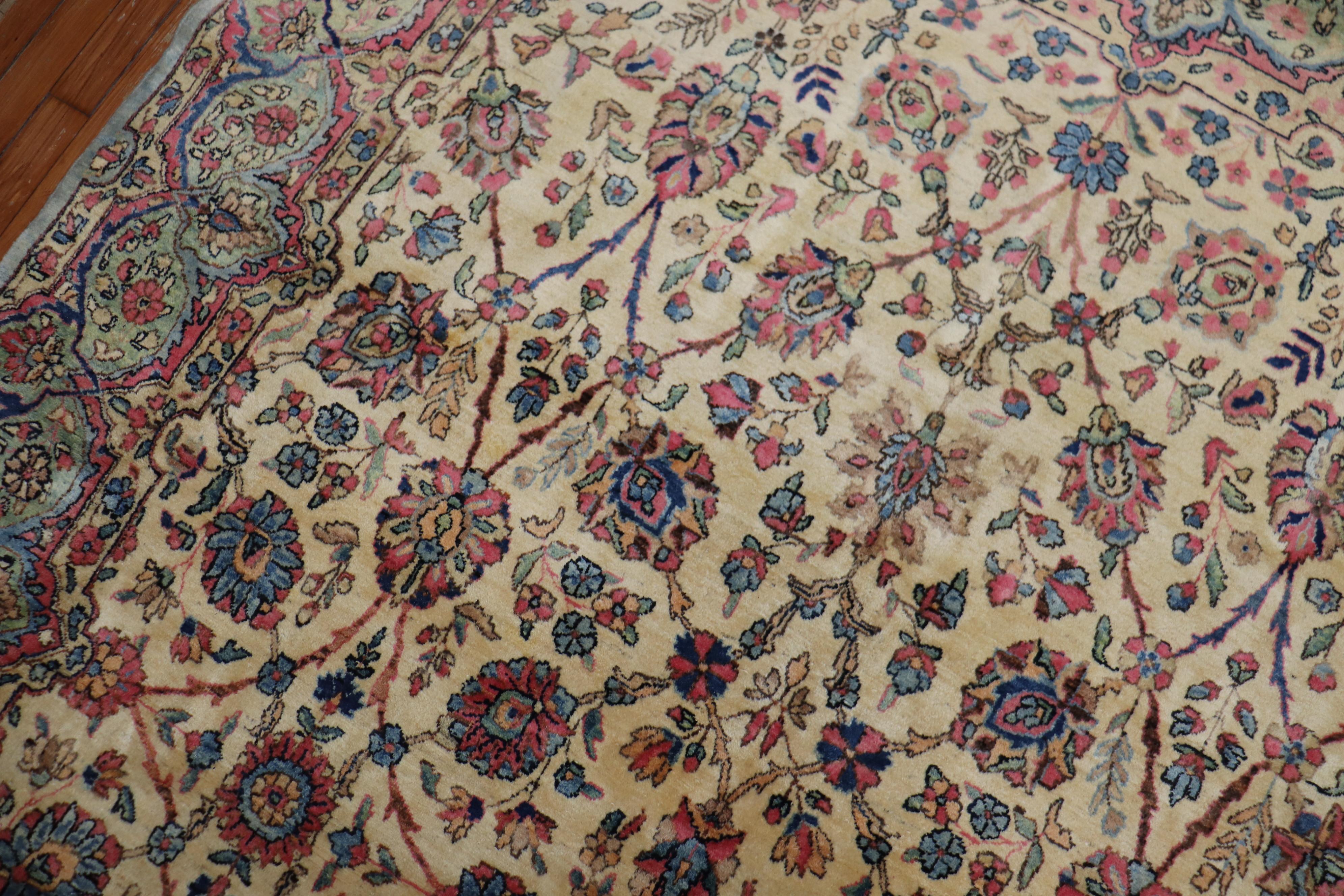 Glamorous Royal Persian Kerman Floral Rug For Sale 1