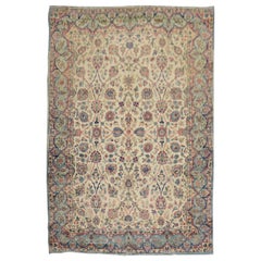 Vintage Glamorous Royal Persian Kerman Floral Rug