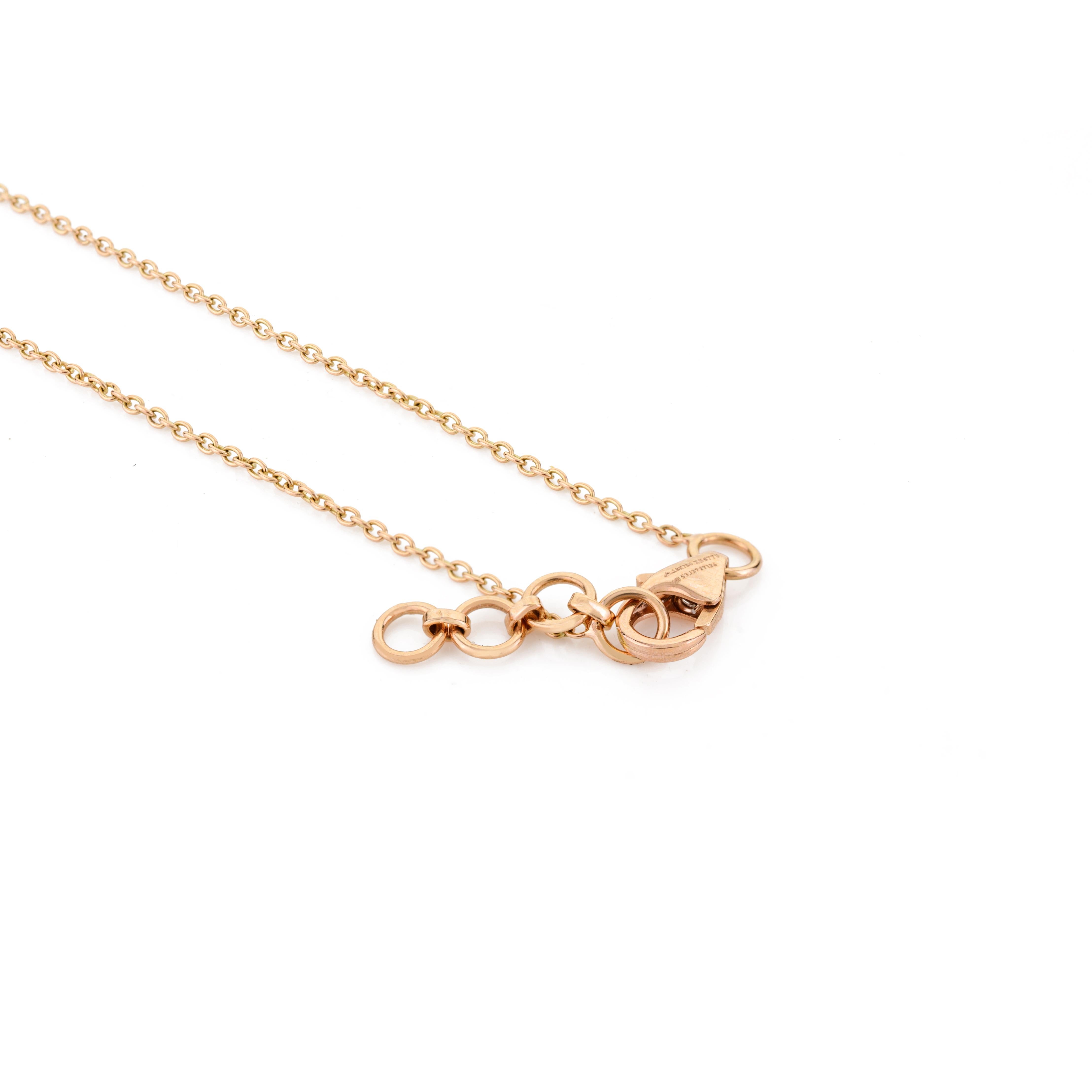 Collana a catena con ciondolo con diamante e rubino in oro rosa massiccio 18 carati in vendita 3