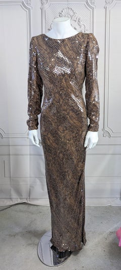 Glamorous Sequin Snake Print Column Gown
