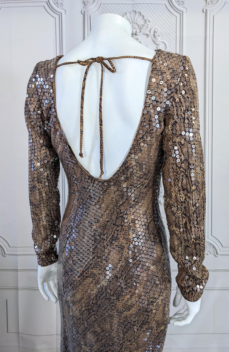 Glamorous Sequin Snake Print Column Gown For Sale at 1stDibs