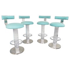 Ensemble glamour de 4 tabourets de bar Design For Leisure en tissu sarcelle personnalisé