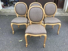 Glamorous Set of 4 Vintage Italian Gilt Rope Chairs