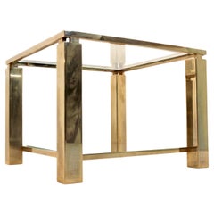Glamorous Square Belgochrom 23 Ct Gold-Plated Two Tier Glass Side Table