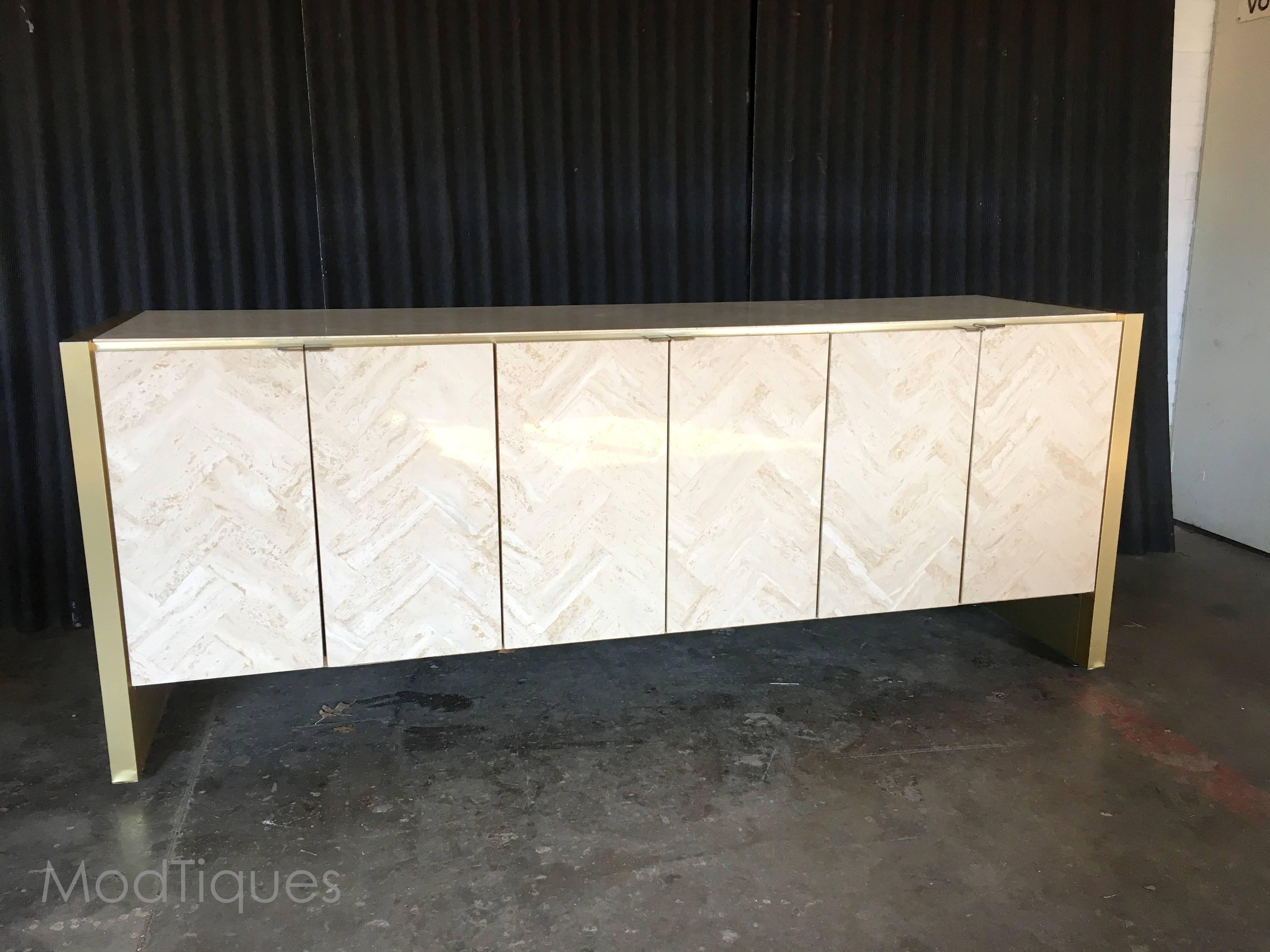 Glamorous Ello Style Travertine Buffet Credenza 10