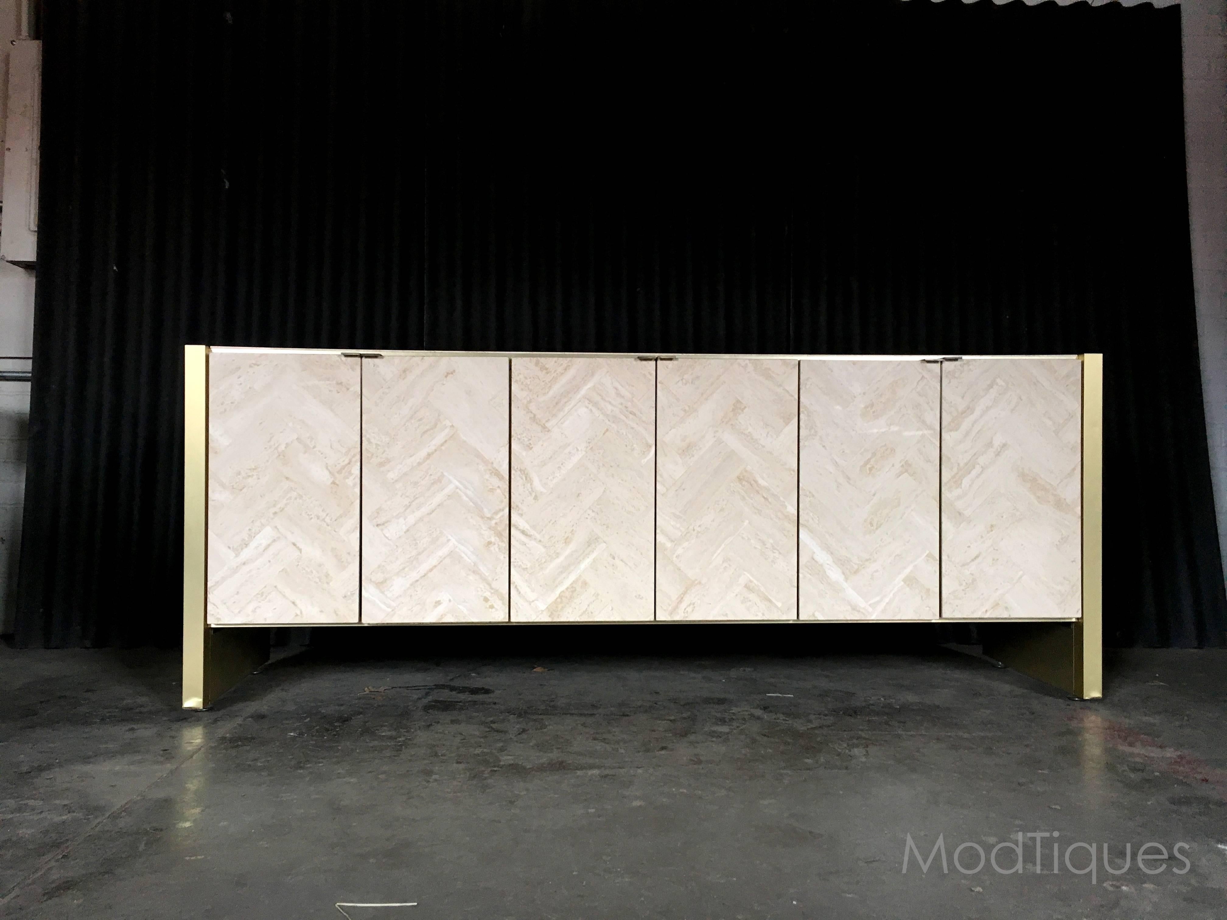 Glamorous Ello Style Travertine Buffet Credenza 12