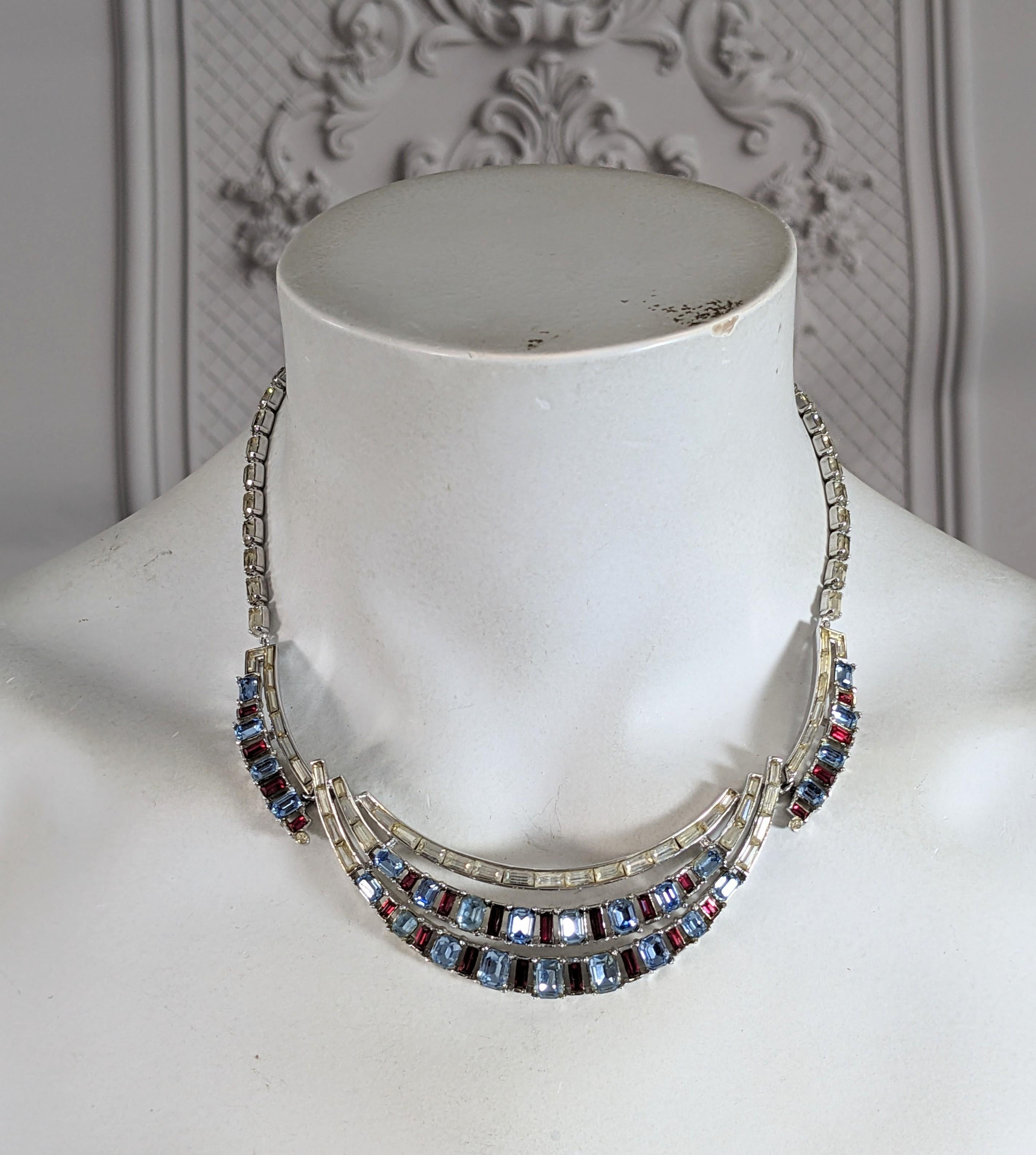 Trifari Collier glamour en fausse aigue-marine et rubis en vente 1